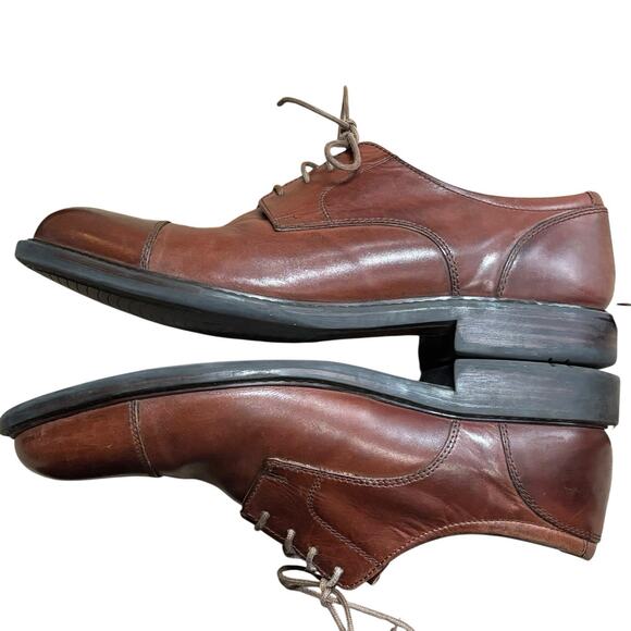 Johnston & Murphy Tabor Brown - Cognac Tan 9M Cap Toe Dress Shoe Oxfords Lace Up - Picture 3 of 8